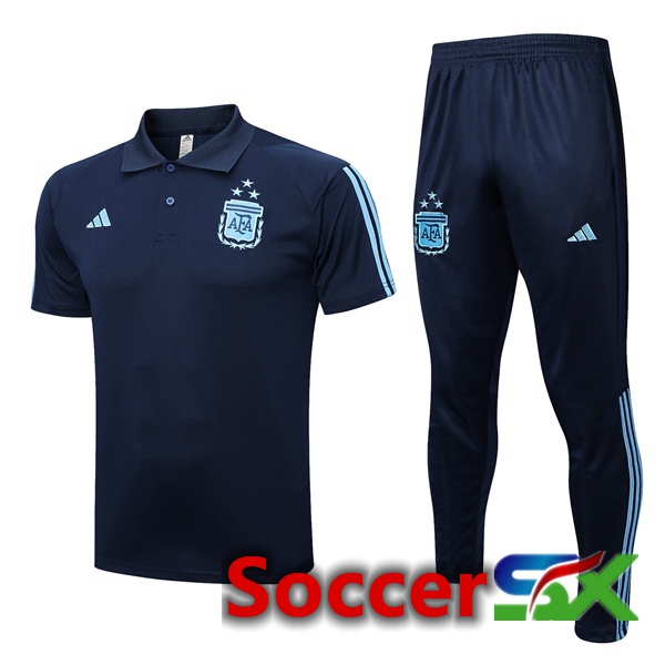 Argentina Soccer Polo + Pants Royal Bluee 2023/2024