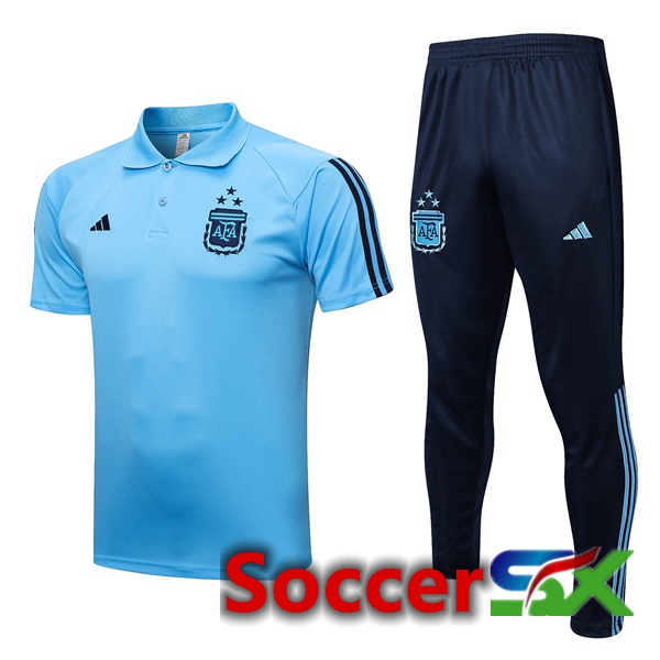 Argentina Soccer Polo + Pants Blue 2023/2024