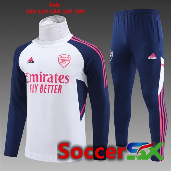 Arsenal High collar Kids Training Tracksuit Suit White 2023/2024