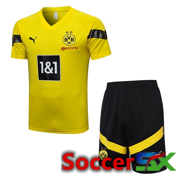 Dortmund BVB Training T Shirt + Shorts Yellow 2023/2024