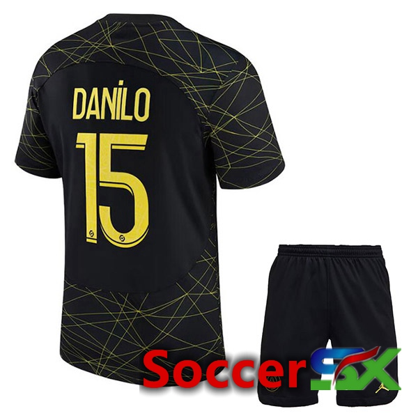 Paris PSG (DANILO 15) Kids Soccer Jersey Fourth Black 2022/2023