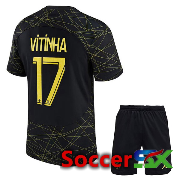 Paris PSG (VITINHA 17) Kids Soccer Jersey Fourth Black 2022/2023
