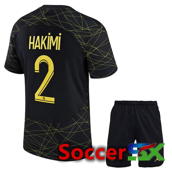 Paris PSG (HAKIMI 2) Kids Soccer Jersey Fourth Black 2022/2023