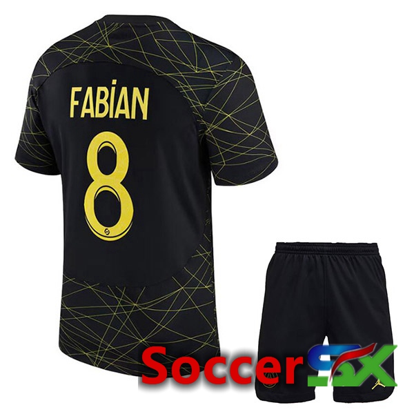 Paris PSG (FABIAN 8) Kids Soccer Jersey Fourth Black 2022/2023