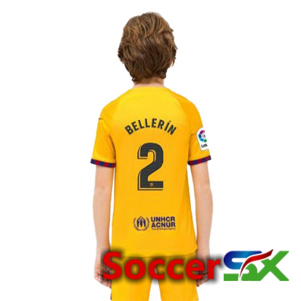 FC Barcelona (BELLERÍN 2) Kids Soccer Jersey Fourth Yellow 2022/2023