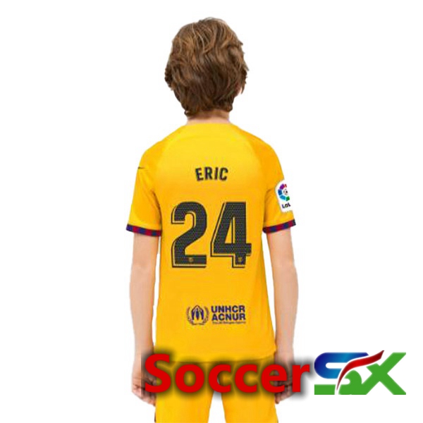 FC Barcelona (ERIC 24) Kids Soccer Jersey Fourth Yellow 2022/2023