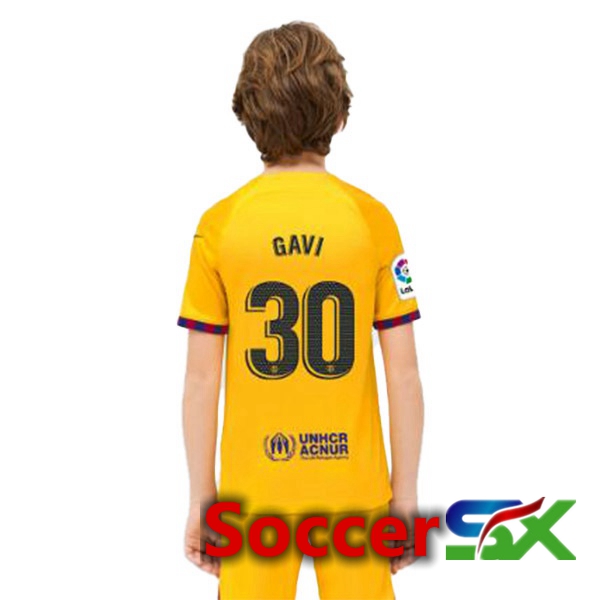 FC Barcelona (GAVI 30) Kids Soccer Jersey Fourth Yellow 2022/2023