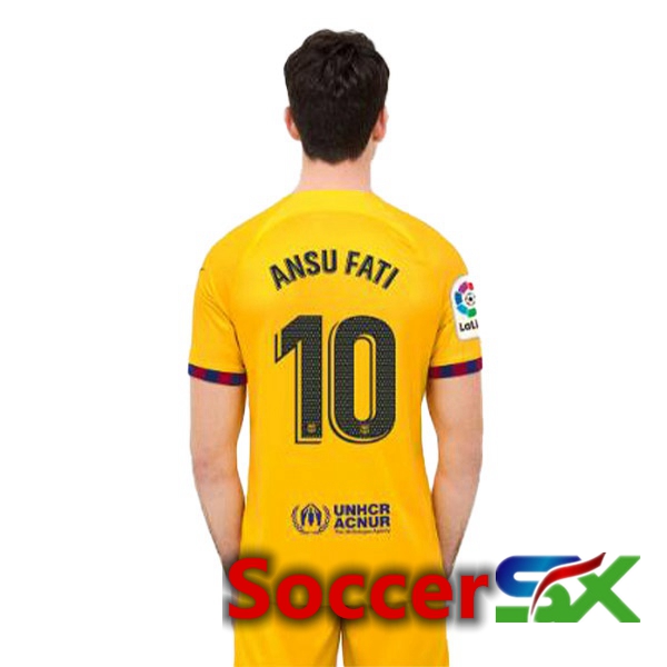 FC Barcelona (ANSU FATI 10) Soccer Jersey Fourth Yellow 2022/2023