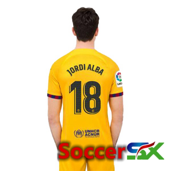 FC Barcelona (JORDI ALBA 18) Soccer Jersey Fourth Yellow 2022/2023