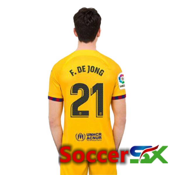 FC Barcelona (F. De JONG 21) Soccer Jersey Fourth Yellow 2022/2023