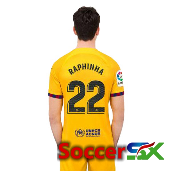 FC Barcelona (RAPHINHA 22) Soccer Jersey Fourth Yellow 2022/2023