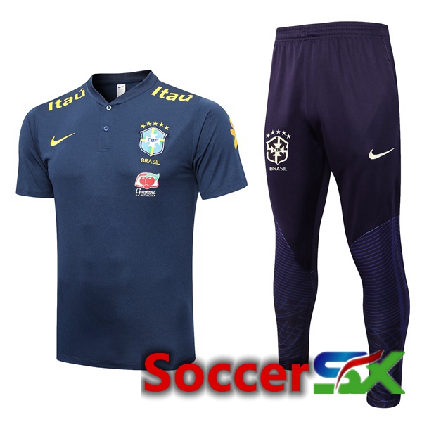 Brazil Soccer Polo + Pants Royal Bluee 2023/2024