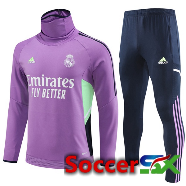 Real Madrid High collar Training Tracksuit Suit Purple 2023/2024