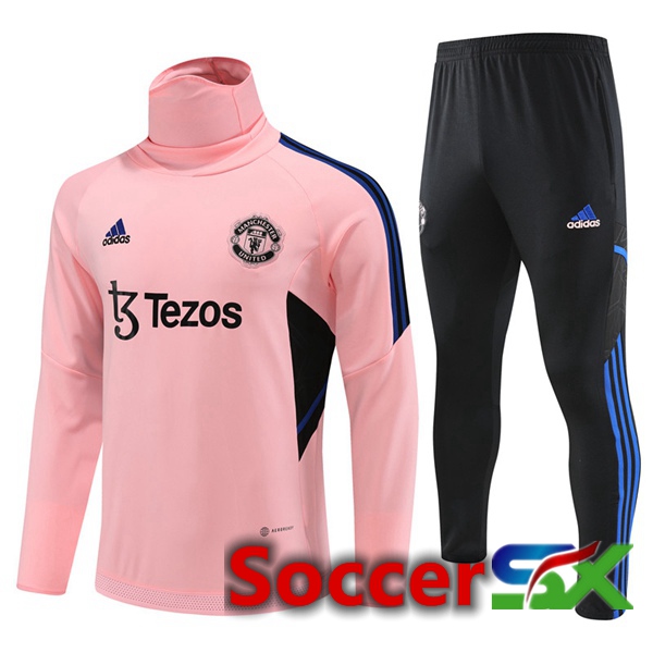 Manchester United High collar Training Tracksuit Suit Pink 2023/2024