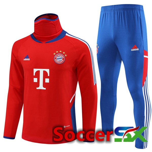 Bayern Munich High collar Training Tracksuit Suit Red 2023/2024