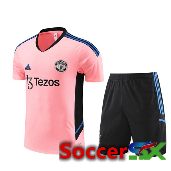 Manchester United Training T Shirt + Shorts Pink 2023/2024