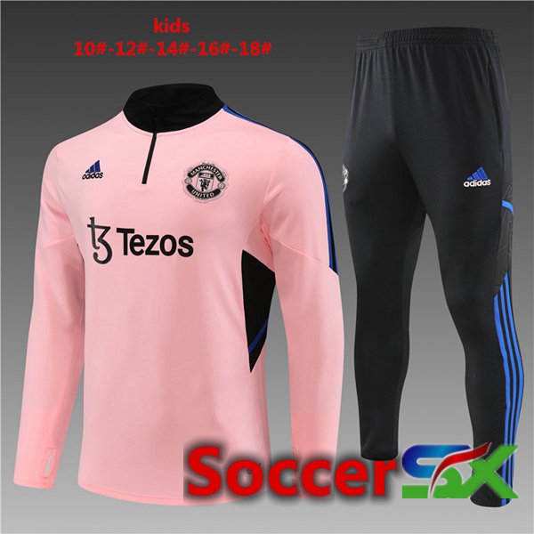 Manchester United Kids Training Tracksuit Suit Pink 2023/2024