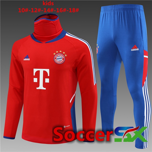 Bayern Munich Kids High collar Training Tracksuit Suit Red 2023/2024