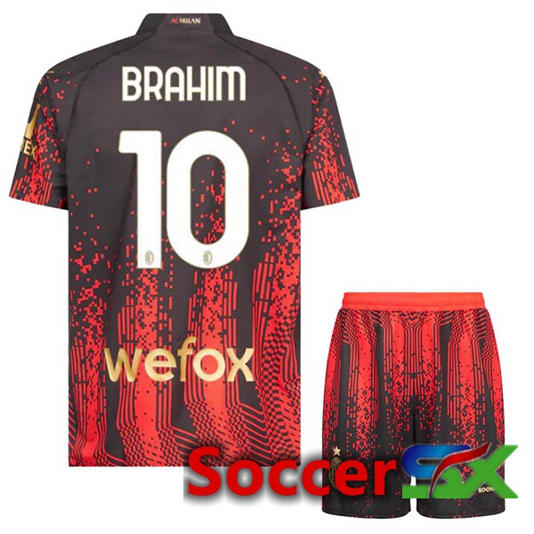 AC Milan (BRAHIM 10) Kids Soccer Jersey Fourth Red Black 2022/2023