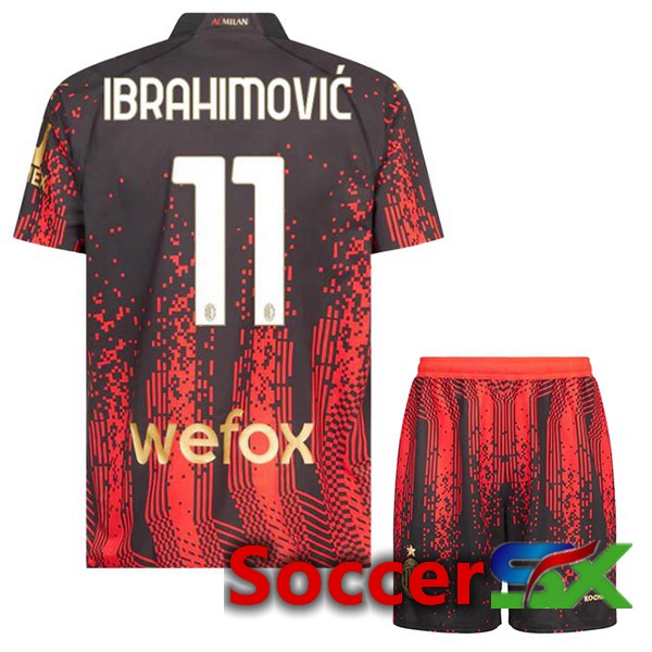 AC Milan (IBRAHIMOVIĆ 11) Kids Soccer Jersey Fourth Red Black 2022/2023