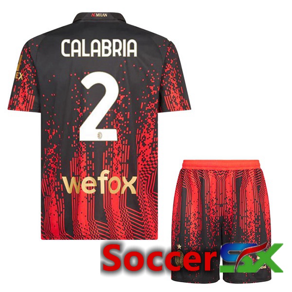 AC Milan (CALABRIA 2) Kids Soccer Jersey Fourth Red Black 2022/2023