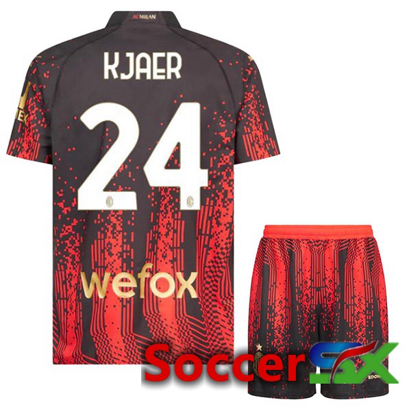 AC Milan (KJAER 24) Kids Soccer Jersey Fourth Red Black 2022/2023