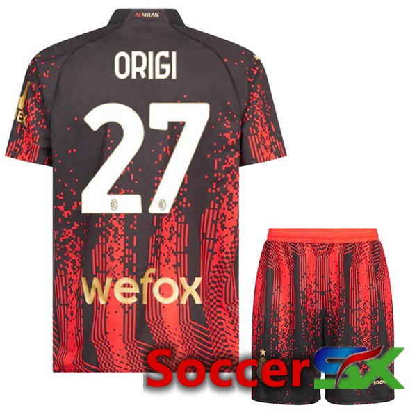 AC Milan (ORIGI 27) Kids Soccer Jersey Fourth Red Black 2022/2023
