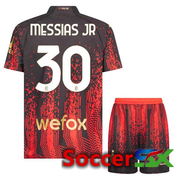 AC Milan (MESSIAS JR 30) Kids Soccer Jersey Fourth Red Black 2022/2023