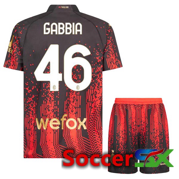 AC Milan (GABBIA 46) Kids Soccer Jersey Fourth Red Black 2022/2023