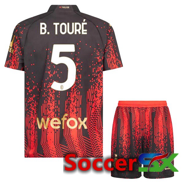 AC Milan (B. TOURÉ 5) Kids Soccer Jersey Fourth Red Black 2022/2023