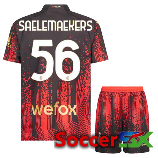 AC Milan (SAELEMAEKERS 56) Kids Soccer Jersey Fourth Red Black 2022/2023