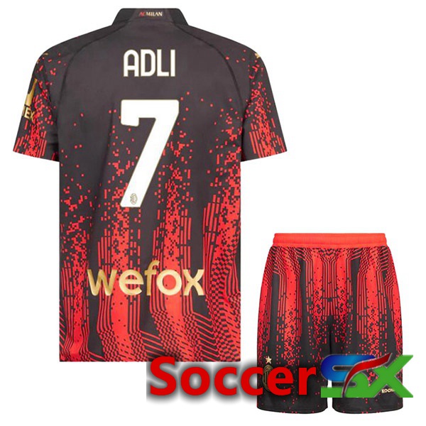 AC Milan (ADLI 7) Kids Soccer Jersey Fourth Red Black 2022/2023