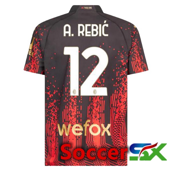 AC Milan (A. REBIĆ 12) Soccer Jersey Fourth Red Black 2022/2023