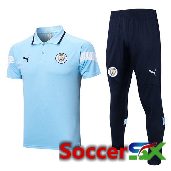 Manchester City Soccer Polo + Pants Blue 2023/2024