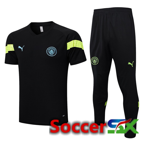 Manchester City Training T Shirt + Pants Black 2023/2024