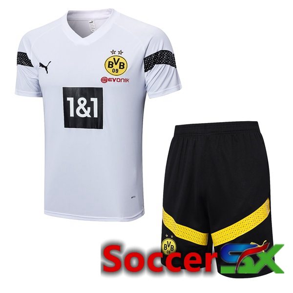 Dortmund BVB Training T Shirt + Shorts White 2023/2024