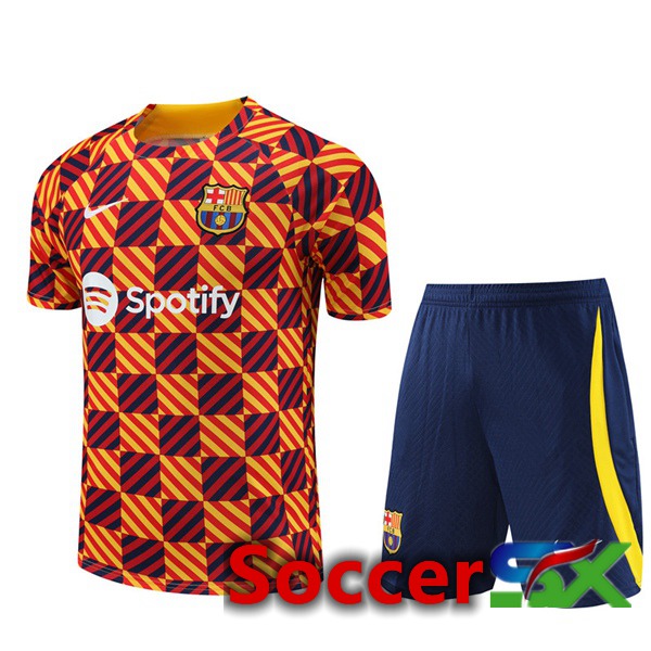 FC Barcelona Training T Shirt + Shorts Yellow 2023/2024
