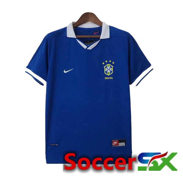 Brazil Retro Soccer Jersey Away Blue 1997