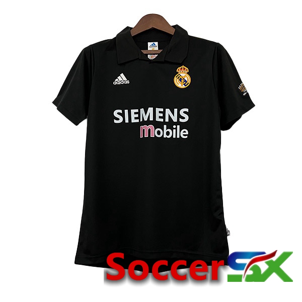 Real Madrid Retro Soccer Jersey Away Black 2002-2003