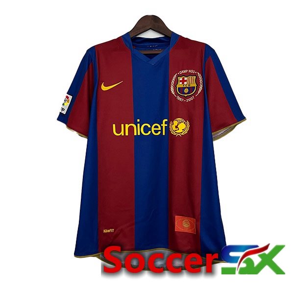 FC Barcelona Retro Soccer Jersey Home Red Blue 2007-2008