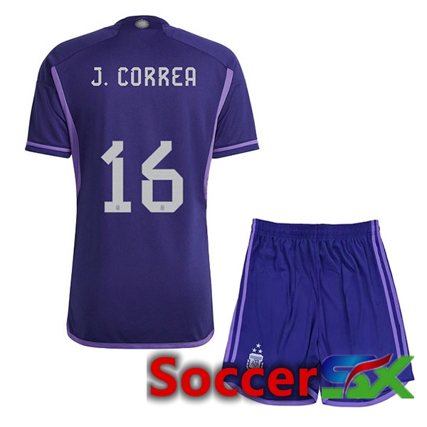 Argentina (ALMADA 16) 3 Stars Kids Soccer Jersey Away Purple 2022/2023