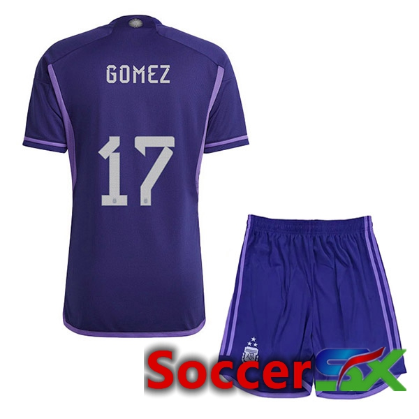 Argentina (GOMEZ 17) 3 Stars Kids Soccer Jersey Away Purple 2022/2023