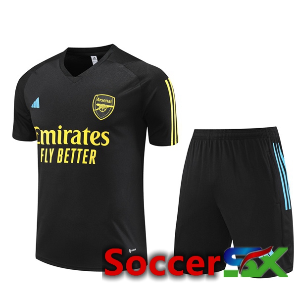 Arsenal Training T Shirt + Shorts Black 2023/2024