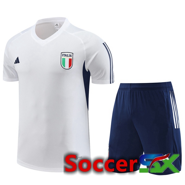 Italy Training T Shirt + Shorts White 2023/2024