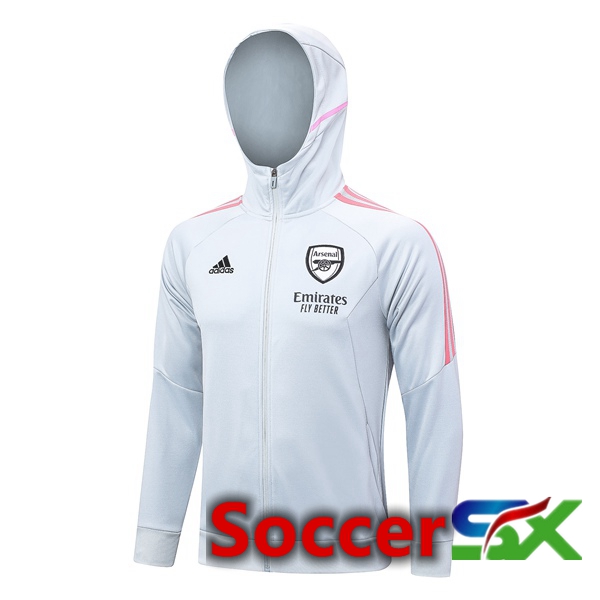 Arsenal Training Jacket Hoodie White 2023/2024