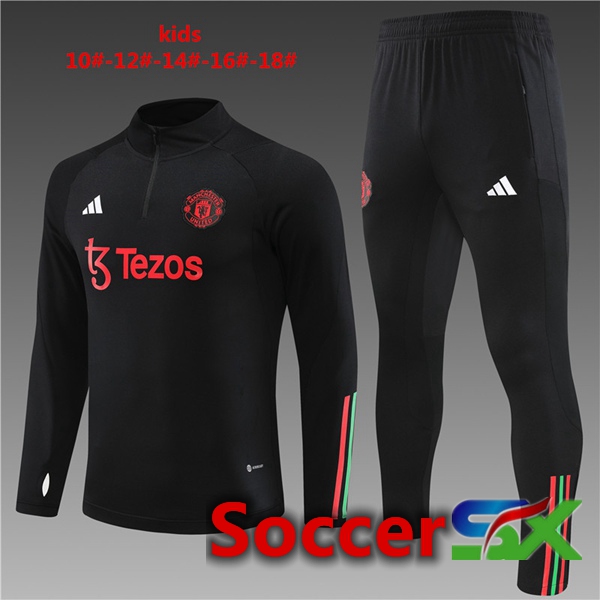 Manchester United Kids Training Tracksuit Suit Black 2023/2024