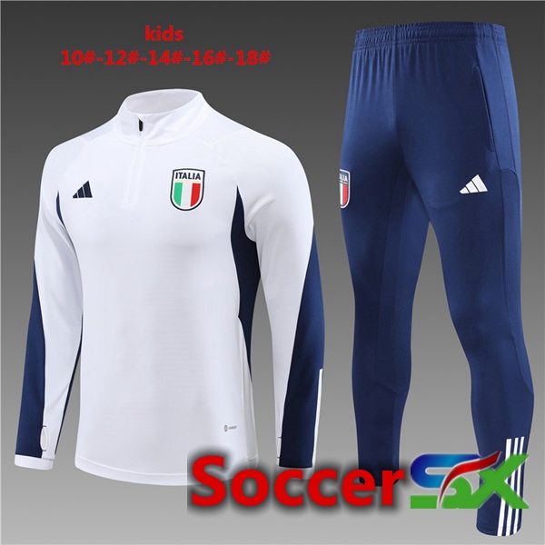 Italy Kids Training Tracksuit Suit White 2023/2024