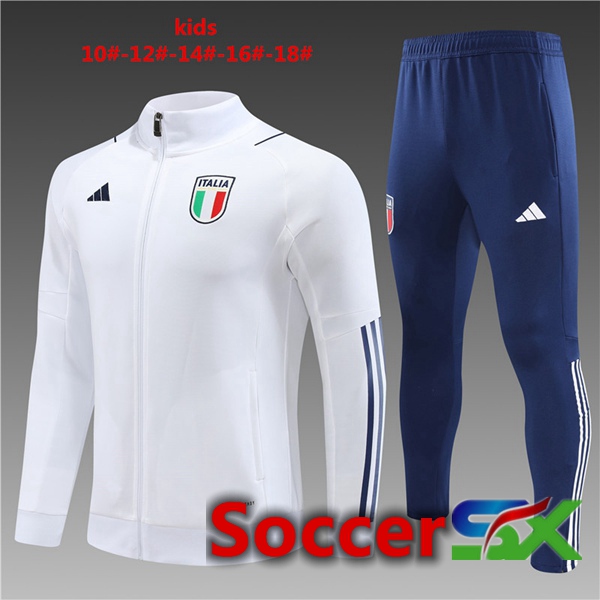 Italy Kids Training Jacket Suit White 2023/2024