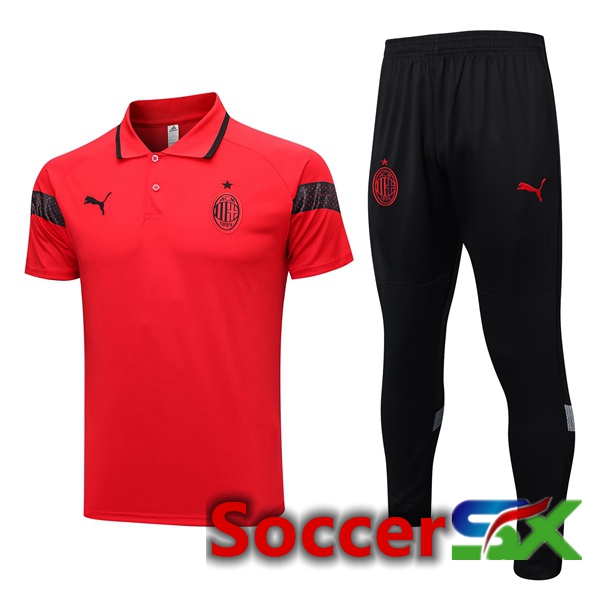 AC Milan Soccer Polo + Pants Red 2023/2024