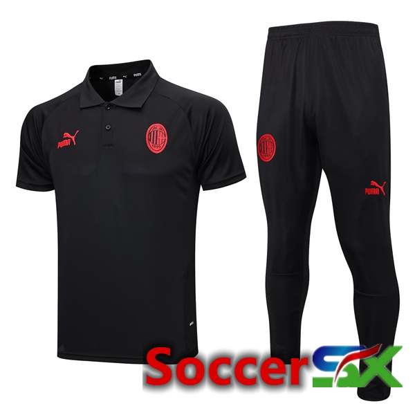 AC Milan Soccer Polo + Pants Black 2023/2024